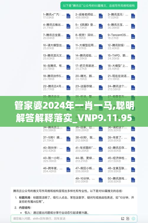 管家婆2024年一肖一马,聪明解答解释落实_VNP9.11.95可变版