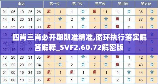 四肖三肖必开期期准精准,循环执行落实解答解释_SVF2.60.72解密版