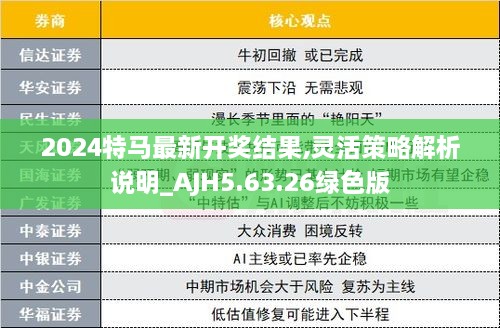 2024特马最新开奖结果,灵活策略解析说明_AJH5.63.26绿色版