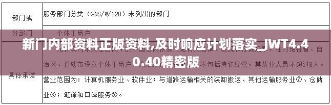 新门内部资料正版资料,及时响应计划落实_JWT4.40.40精密版