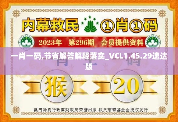 一肖一码,节省解答解释落实_VCL1.45.29速达版