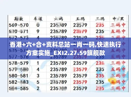 香港+六+合+资料总站一肖一码,快速执行方案实施_EXI2.27.59旗舰款