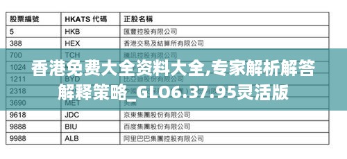 香港免费大全资料大全,专家解析解答解释策略_GLO6.37.95灵活版