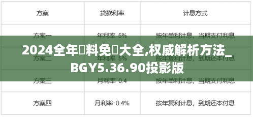 2024全年資料免費大全,权威解析方法_BGY5.36.90投影版