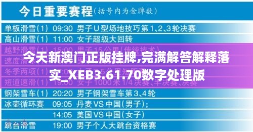 今天新澳门正版挂牌,完满解答解释落实_XEB3.61.70数字处理版