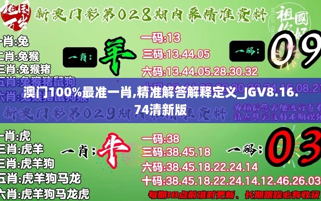 澳门100%最准一肖,精准解答解释定义_JGV8.16.74清新版