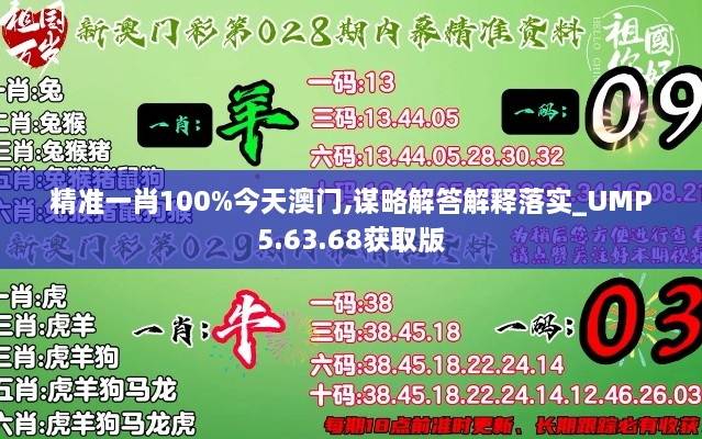 精准一肖100%今天澳门,谋略解答解释落实_UMP5.63.68获取版