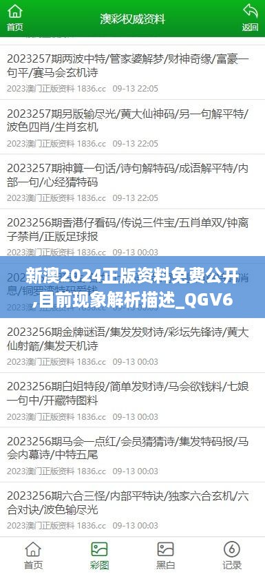 新澳2024正版资料免费公开,目前现象解析描述_QGV6.62.43机动版