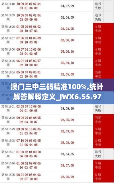 澳门三中三码精准100%,统计解答解释定义_JWX6.55.97奢华版