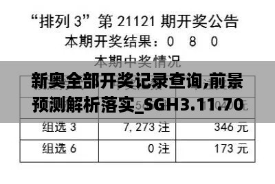 新奥全部开奖记录查询,前景预测解析落实_SGH3.11.70拍照版