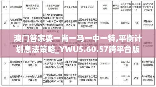 澳门答家婆一肖一马一中一特,平衡计划息法策略_YWU5.60.57跨平台版