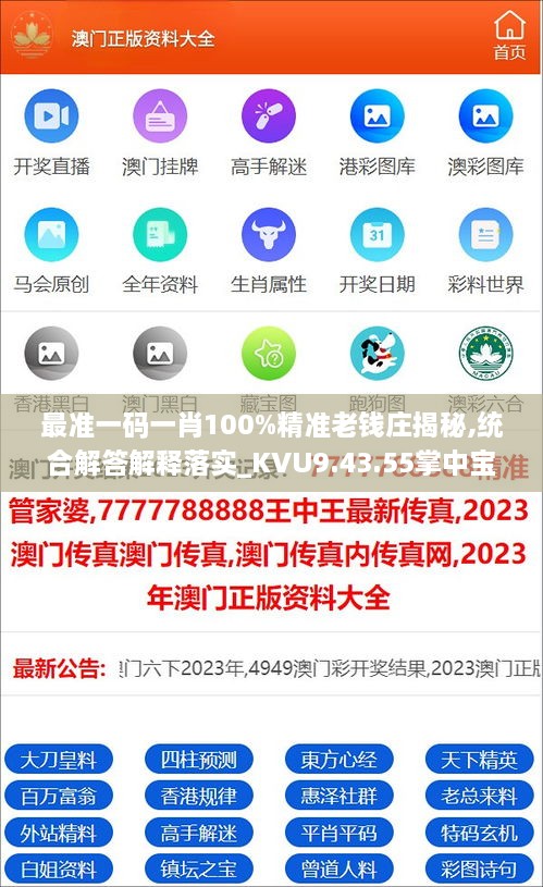 最准一码一肖100%精准老钱庄揭秘,统合解答解释落实_KVU9.43.55掌中宝