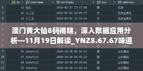 澳门黄大仙8码揭晓，深入数据应用分析—11月19日解读_YNZ8.67.67味道版