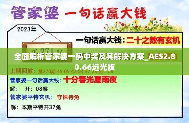 全面解析管家婆一码中奖及其解决方案_AES2.80.66远光版