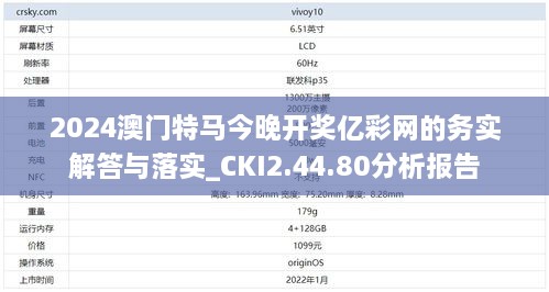 2024澳门特马今晚开奖亿彩网的务实解答与落实_CKI2.44.80分析报告