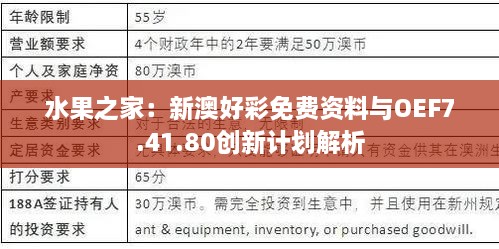 水果之家：新澳好彩免费资料与OEF7.41.80创新计划解析