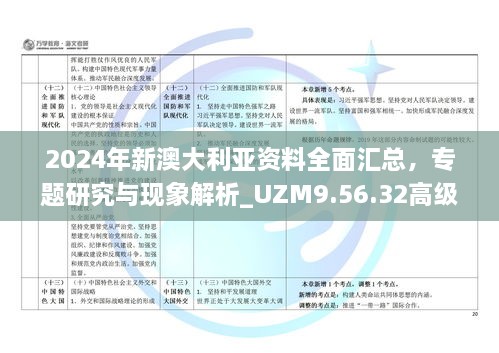 2024年新澳大利亚资料全面汇总，专题研究与现象解析_UZM9.56.32高级版