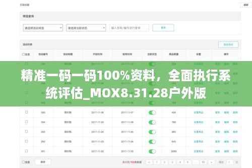 精准一码一码100%资料，全面执行系统评估_MOX8.31.28户外版