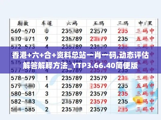 香港+六+合+资料总站一肖一码,动态评估解答解释方法_YTP3.66.40简便版
