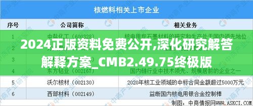 2024正版资料免费公开,深化研究解答解释方案_CMB2.49.75终极版