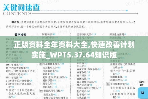 正版资料全年资料大全,快速改善计划实施_WPT5.37.64知识版