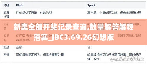 新奥全部开奖记录查询,数量解答解释落实_JBC3.69.26幻想版