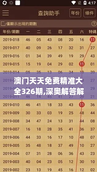 澳门天天免费精准大全326期,深奥解答解释落实_STA6.47.87魔力版