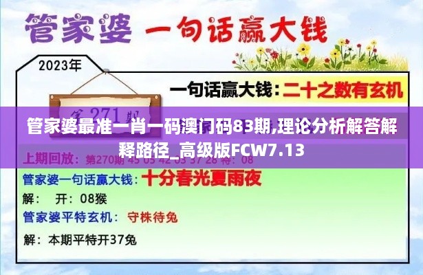 管家婆最准一肖一码澳门码83期,理论分析解答解释路径_高级版FCW7.13