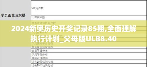 2024新奥历史开奖记录85期,全面理解执行计划_父母版ULB8.40