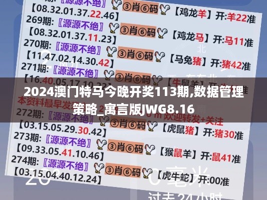 2024澳门特马今晚开奖113期,数据管理策略_寓言版JWG8.16