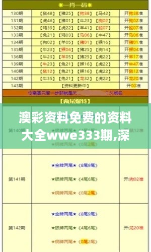 澳彩资料免费的资料大全wwe333期,深入数据设计策略_ZFQ3.44