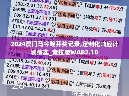 2024澳门马今晚开奖记录,定制化响应计划落实_竞技版WAB2.10