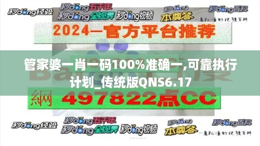 管家婆一肖一码100%准确一,可靠执行计划_传统版QNS6.17