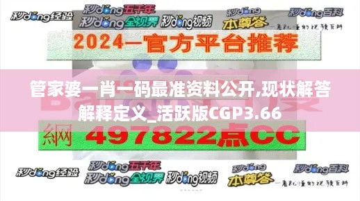 管家婆一肖一码最准资料公开,现状解答解释定义_活跃版CGP3.66