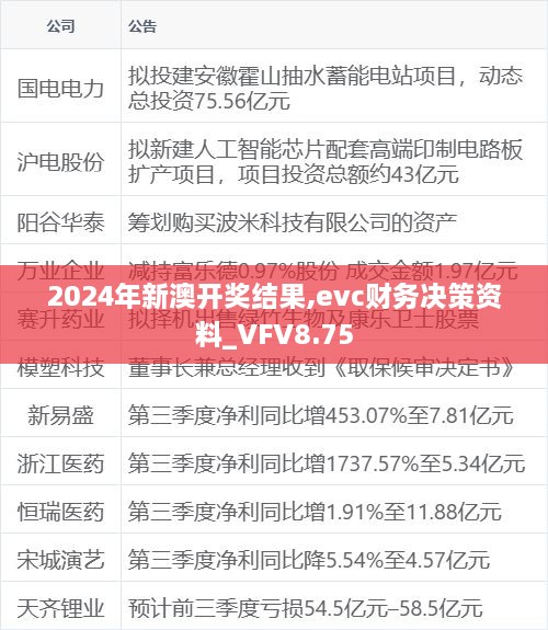 2024年新澳开奖结果,evc财务决策资料_VFV8.75