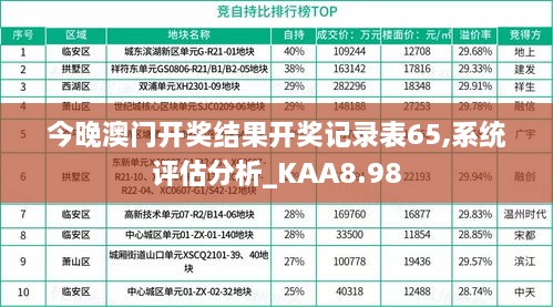 今晚澳门开奖结果开奖记录表65,系统评估分析_KAA8.98