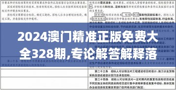 2024澳门精准正版免费大全328期,专论解答解释落实_EEA1.24