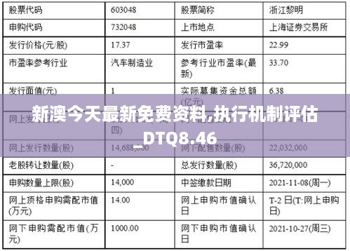 新澳今天最新免费资料,执行机制评估_DTQ8.46