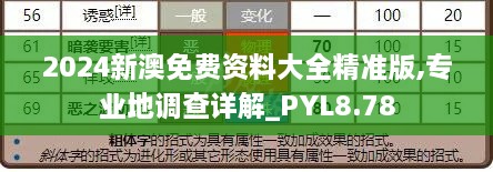 2024新澳免费资料大全精准版,专业地调查详解_PYL8.78