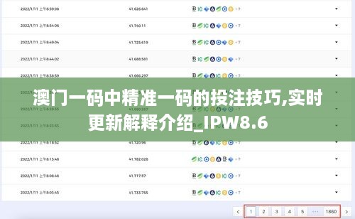 澳门一码中精准一码的投注技巧,实时更新解释介绍_IPW8.6