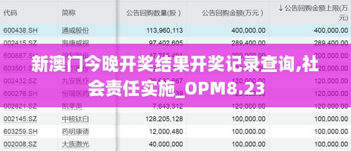 新澳门今晚开奖结果开奖记录查询,社会责任实施_OPM8.23