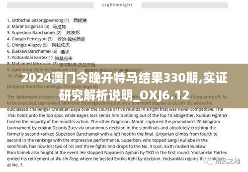 2024澳门今晚开特马结果330期,实证研究解析说明_OXJ6.12