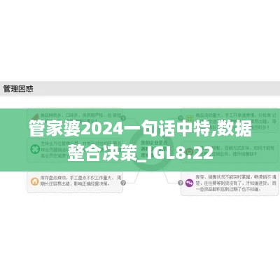 管家婆2024一句话中特,数据整合决策_IGL8.22