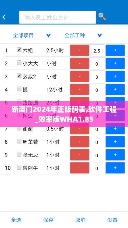 新澳门2024年正版码表,软件工程_效率版WHA1.85