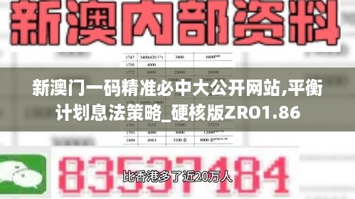 新澳门一码精准必中大公开网站,平衡计划息法策略_硬核版ZRO1.86