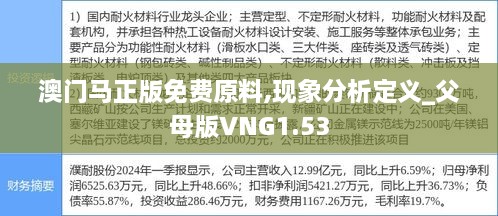 澳门马正版免费原料,现象分析定义_父母版VNG1.53