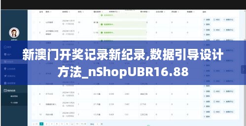 新澳门开奖记录新纪录,数据引导设计方法_nShopUBR16.88