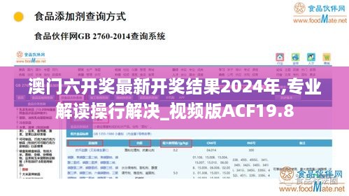 澳门六开奖最新开奖结果2024年,专业解读操行解决_视频版ACF19.8