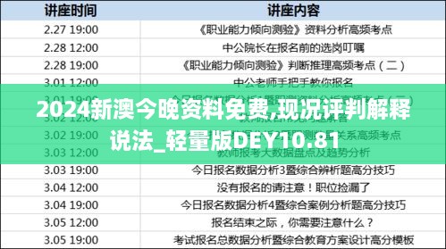 2024新澳今晚资料免费,现况评判解释说法_轻量版DEY10.81