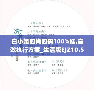 白小姐四肖四码100%准,高效执行方案_生活版EJZ10.51